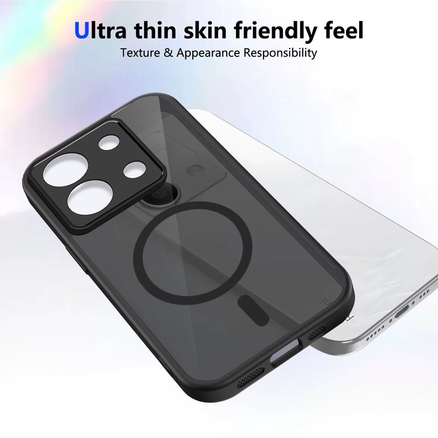 Stoßfeste Handyhülle für Xiaomi Redmi Note 13 Pro+ 5G in Schwarz mit mattem TPU-Rahmen und Unterstützung für kabelloses Laden - Bild 2
