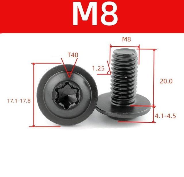 JOHO Torxschraube aus Edelstahl mit Unterlegscheibenkopf in Schwarz für Motorrad und Roller, Länge: 20 mm - Bild 1