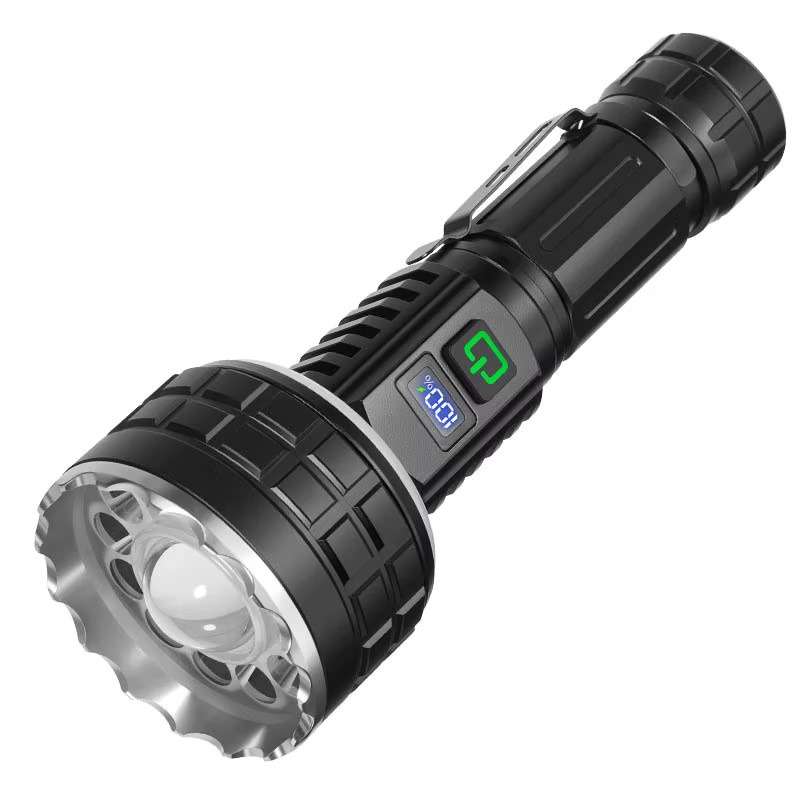 ESMARTER LED-Taschenlampe mit Digitalanzeige, wiederaufladbar, Schwarz - Bild 3