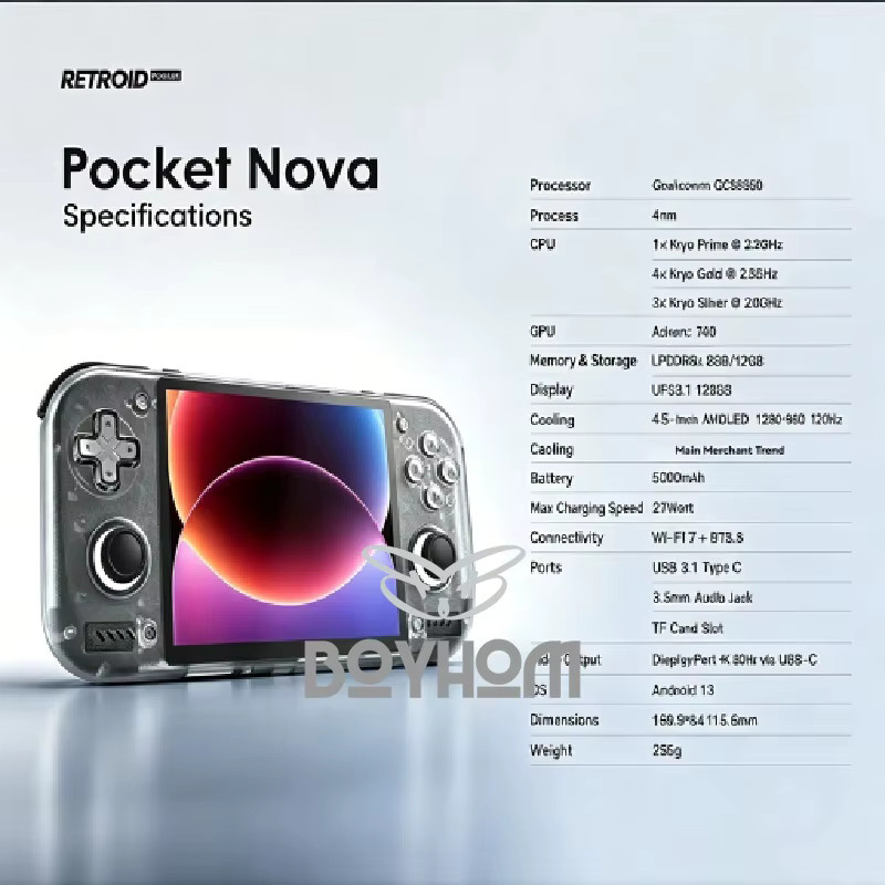 Retroid Pocket Nova Retro Handheld-Spielkonsole mit 4,5 Zoll 120Hz AMOLED Display, Snapdragon 8 Gen2, Android-Spielgerät in Schwarz - Bild 3