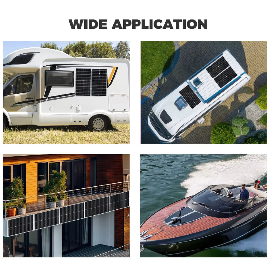 xinpuguang 12V Solarpanel mit gehärtetem Glas und Monozellen in Schwarz für Camper, RV, Boot oder Zuhause - Bild 6