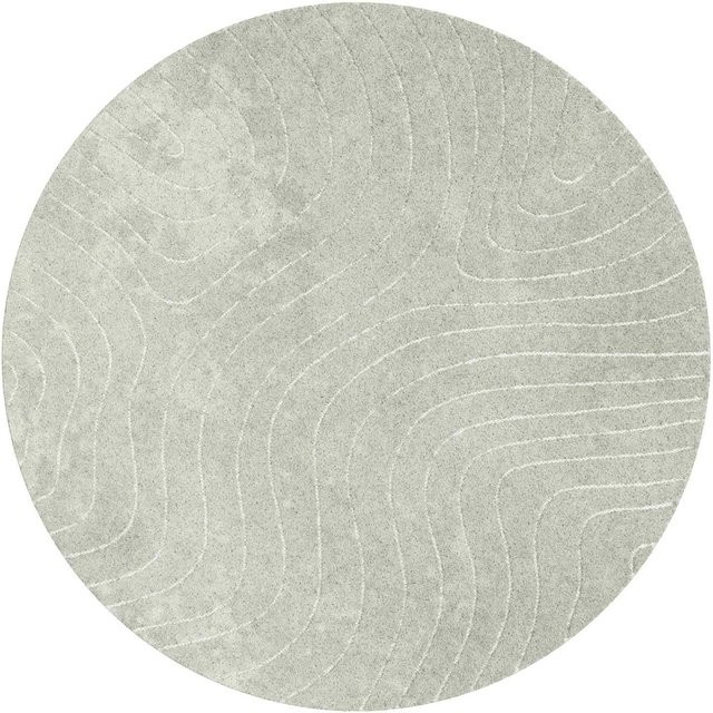 Runder Bereichsteppich vidaXL PALMERAS in Grün und Grau aus Polyester, Durchmesser: 160 cm - Bild 1