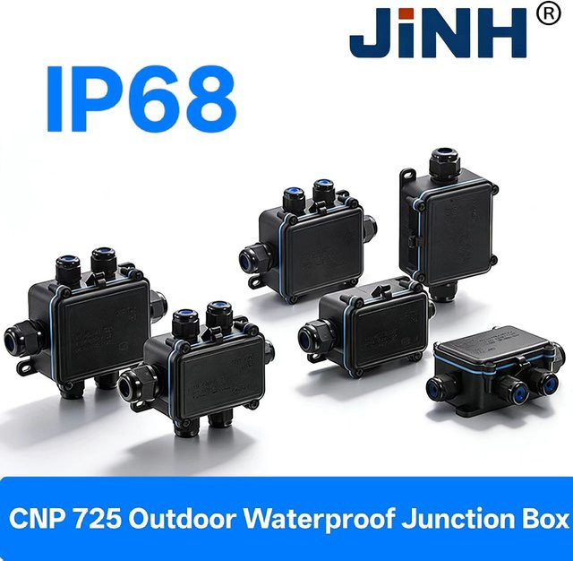 JINH IP68 Wasserdichte Anschlussdose CNP725 aus Kunststoff in Schwarz - Bild 1