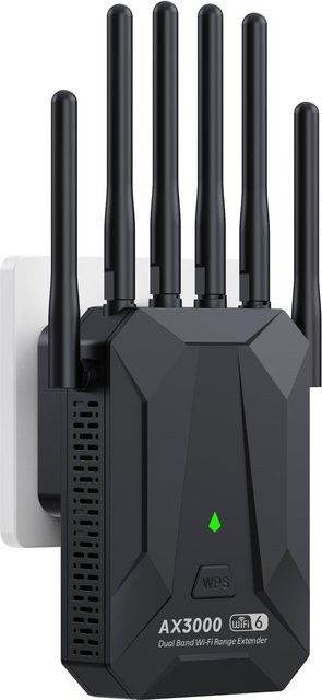 Meiteai-All WiFi 6 Repeater Dualband 3000Mbps WLAN-Verstärker 2,4 GHz und 5 GHz Schwarz - Bild 1