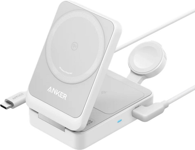 Anker Prime 3-in-1 MagGo Zusammenklappbares kabelloses Ladegerät 15 W Weiß - Bild 1