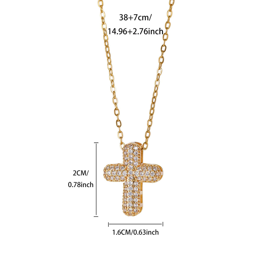 HPTOTMG Halskette, Kreuz-Anhänger, Gold, Zirkonia, Damen, Punk - Bild 2