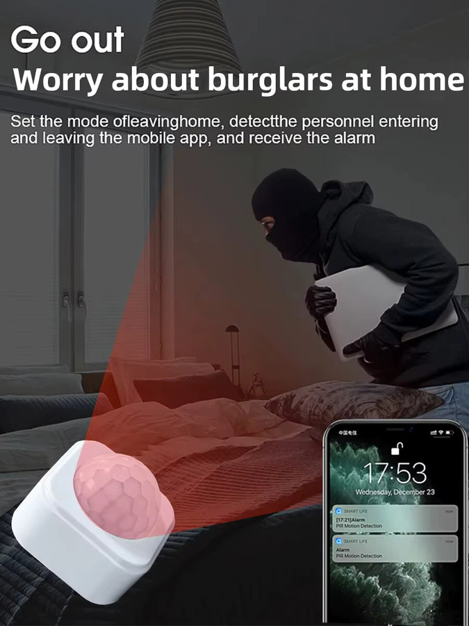 Tuya Zigbee PIR Bewegungsmelder Smart Home Sicherheitsdetektor in Weiß (benötigt Zigbee Gateway/Hub) - Bild 4