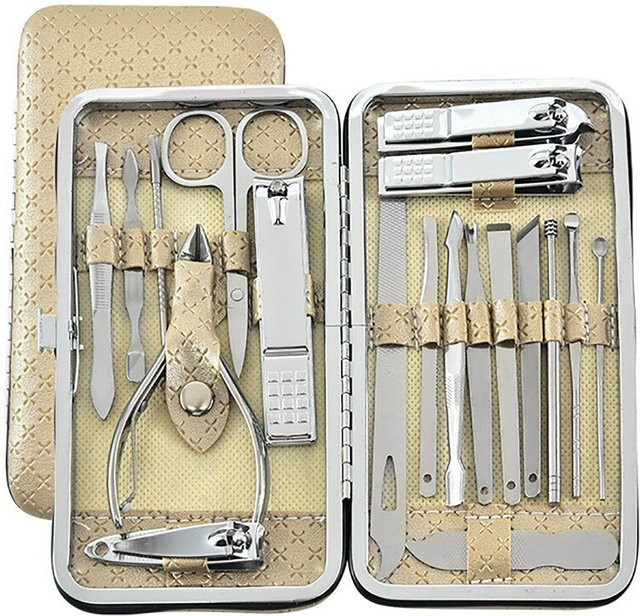 TPFBeauty Maniküre- & Pediküre-Set, 19-teilig, Gelb - Bild 1