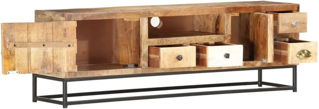 vidaXL TV-Schrank aus Massivholz und pulverbeschichtetem Stahl in Braun im industriellen Stil, B/T/H: 120 x 30 x 40 cm - Bild 1