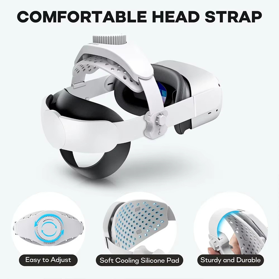 Tahnuhna Verstellbarer Kopfgurt für Meta Quest 3, Pro, Quest 2 und PICO 4 Pro VR-Headset Elite-Gurt in Weiß zur verbesserten Unterstützung und Balance für optimalen Komfort - Bild 4