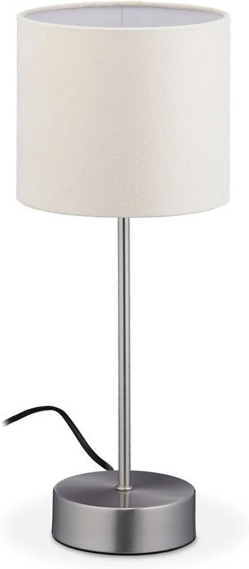 Relaxdays Nachttischlampe in Silber und Beige, dimmbare Tischlampe mit Touch-Funktion im Vintage Look, Höhe: 40 cm, Durchmesser: 16 cm - Bild 1
