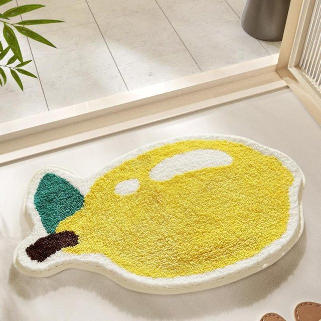 Saugfähiger Badezimmerteppich mit Zitronen-Motiv von yiluwhc in Gelb - Bild 1