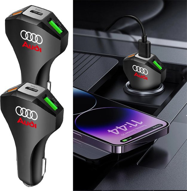 QUATTRO PD 35W Auto Ladegerät mit USB-C Typ C Schnelles Laden für Audi A1 A3 A4 A5 A6 Q3 Q5 Q7 in Schwarz - Bild 1