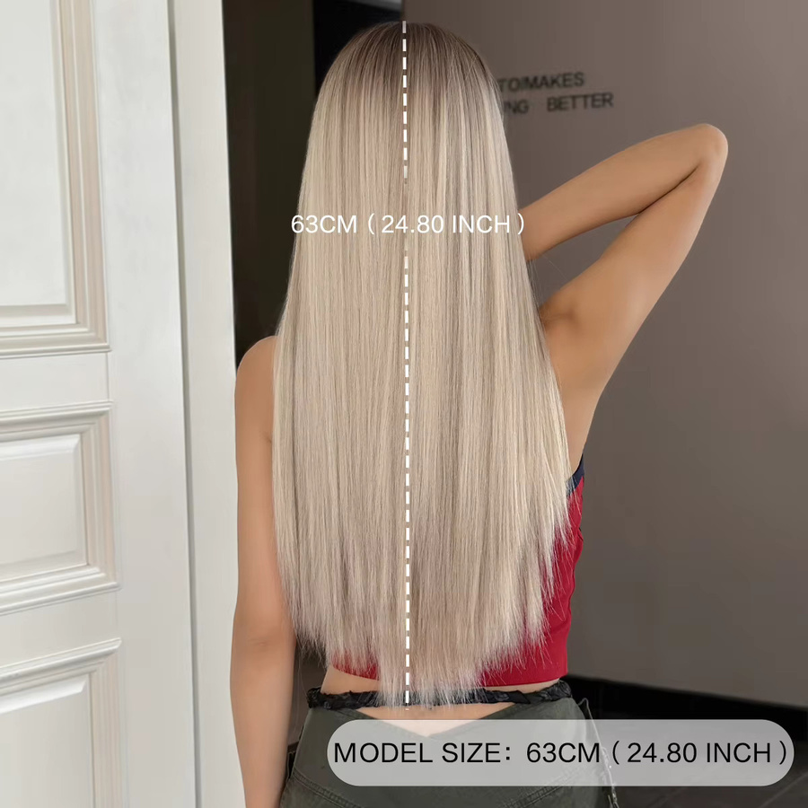 7JHH WIGS Perücke, platinfarben, lang, gerade, Damen - Bild 4