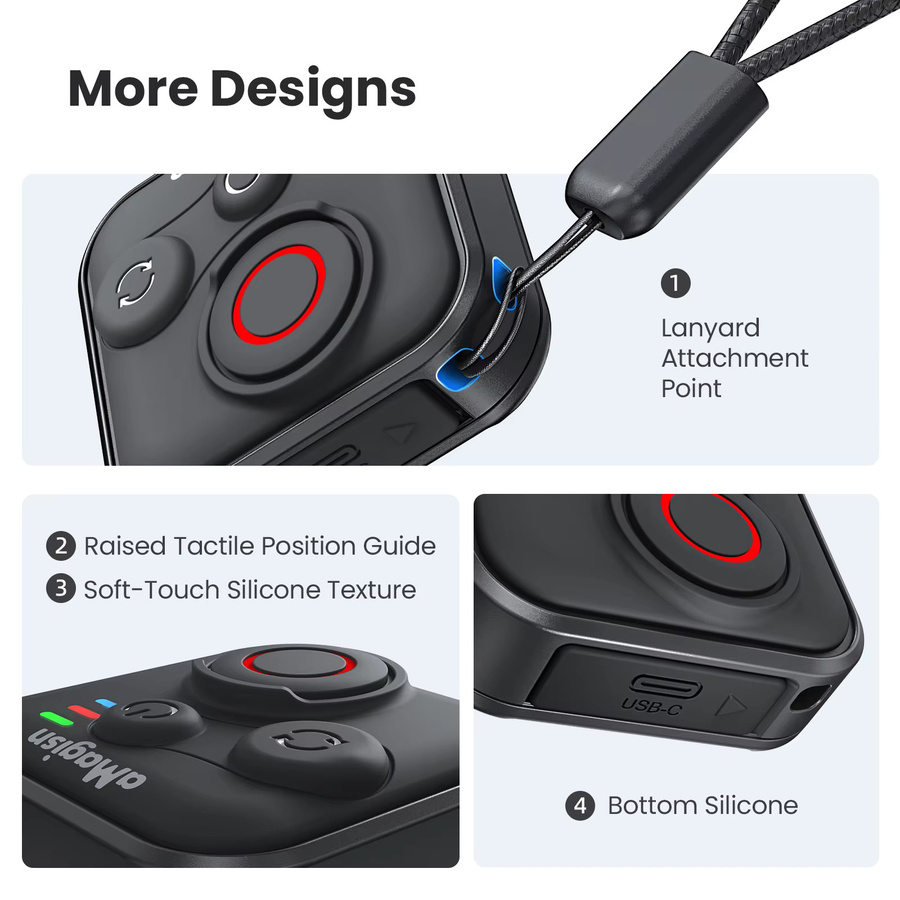 Insta360 Multifunktionaler Bluetooth Kamera-Wireless-Aufnahmecontroller in Schwarz für Insta360 Go, Ultra, X4, Air, X5 und AcePro2 - Bild 5