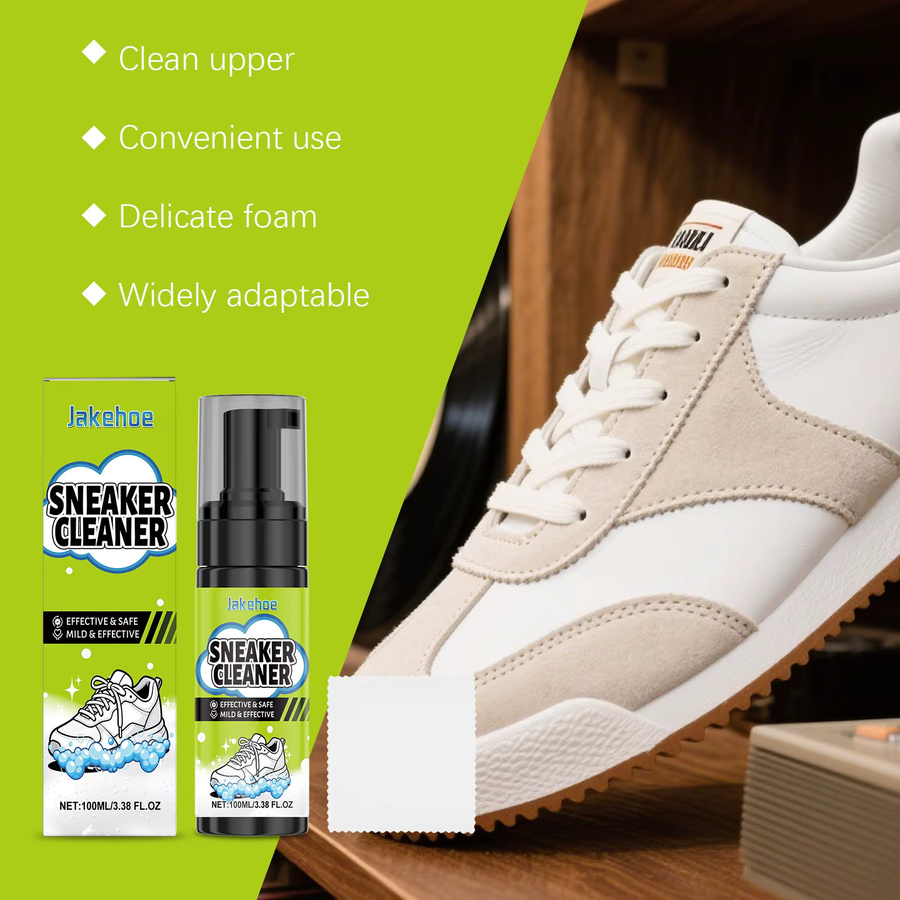 JAKEHOE Sneaker-Reinigungsset mit sanftem Schaum und Tuch, 100ml, Fleckenentferner und Vergilbungs-Entferner für deine Schuhe - Bild 3
