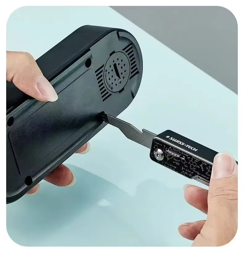 SWISS TECH 9-in-1 Mini-Multitool-Messer in Blau und Silber mit Klappschere, Schraubendreher und Säge als tragbares Outdoor-EDC-Werkzeug - Bild 3