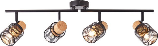Brilliant Wandleuchte Santy Spotrohr 4-flammig in Schwarz und Natur Braun mit E14 Fassung - Bild 1