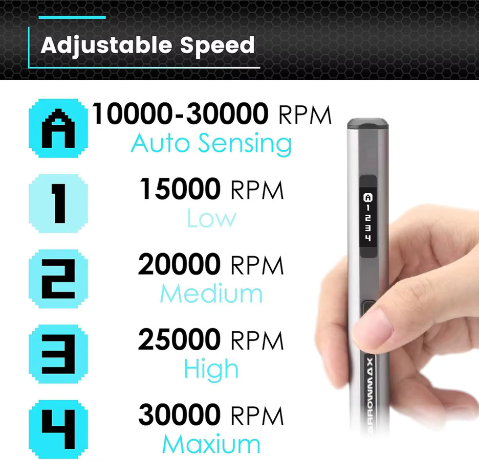 ARROWMAX Elektrischer Gravurstift Schwarz, kabelloses Mini-Schleifwerkzeug zum Gravieren, Schnitzen und Polieren für DIY-Projekte - Bild 4