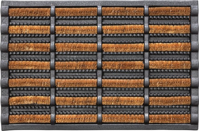 Schmutzfangmatte Natur aus Kokosborsten mit rutschfester Gummiunterseite, wetterfest, Farbe: Beige/Braun, B/T: 40 x 60 cm - Bild 1