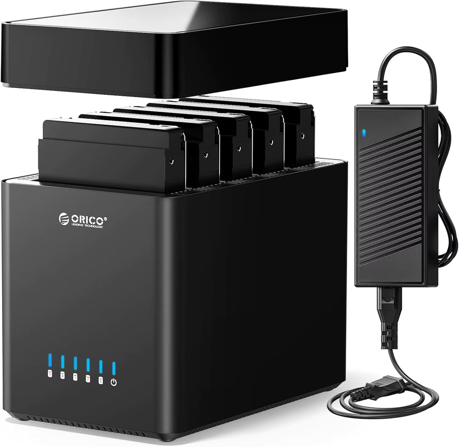 ORICO USB 3.0 und USB-C Festplattengehäuse mit 5 Einschüben für 3,5 Zoll SATA HDD, Tool-Free Magnetic-Type Dockingstation, Schwarz - Bild 6