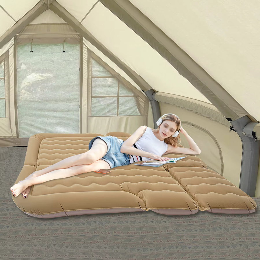 Bymaocar Aufblasbare Matratze für Auto und SUV, Luftbett aus langlebigem PVC in Beige, ideal für Camping und Reisen - Bild 3
