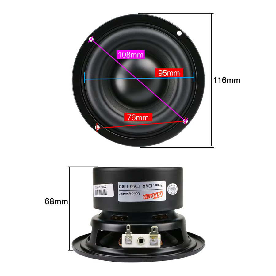 GHXAMP 4 Zoll Woofer Subwoofer Lautsprecher Einheit in Schwarz mit 40 W und 4 Ohm für Computer Multimedia Lautsprecher Upgrade - Bild 5