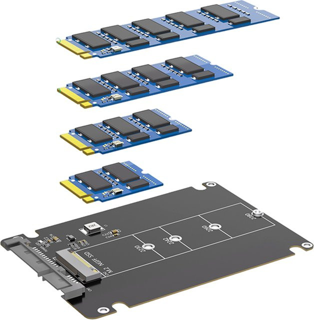 ALLOYSEED M.2 NGFF B-Key zu 2,5 Zoll SATA III SSD-Gehäuse, Schwarz - Bild 1