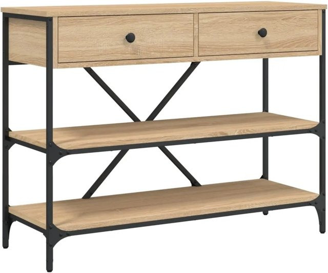 vidaXL Konsolentisch mit Schubladen und Ablagen in Sonoma-Eiche, B/T/H: 100 x 34,5 x 75 cm - Bild 1