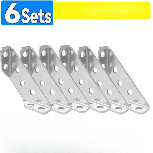 YH Tool Eckwinkel aus Edelstahl in Silber mit Schrauben für Möbel und Regale - Bild 1