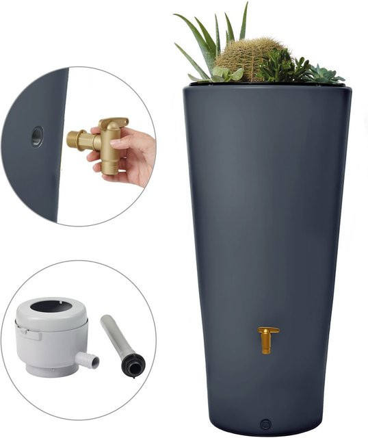 4rain VASO 2in1 Regenspeicher 220 L Graphitegrau inkl. Anschlussset und Auslaufhahn - Bild 1