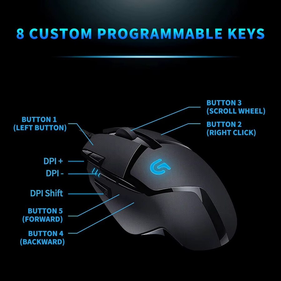 Logitech G402 Professionelle Gaming-Maus in Schwarz mit 8 anpassbaren Tasten - Bild 3