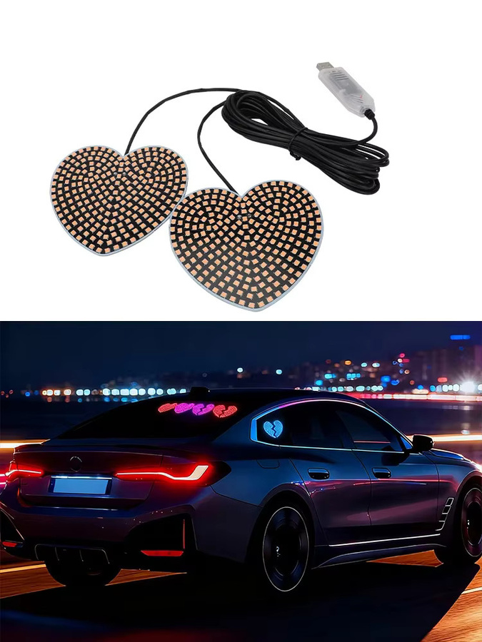 KEVANLY LED-Matrix-Panel Herzform Dekorationsleuchte in Schwarz mit RGB-Beleuchtung und USB-Anschluss - Bild 6