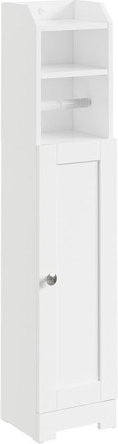 SoBuy Toilettenschrank mit Toilettenpapierhalter in Weiß, Modernes Design mit 1 Tür, B/T/H: 20 x 18 x 95 cm - Bild 1