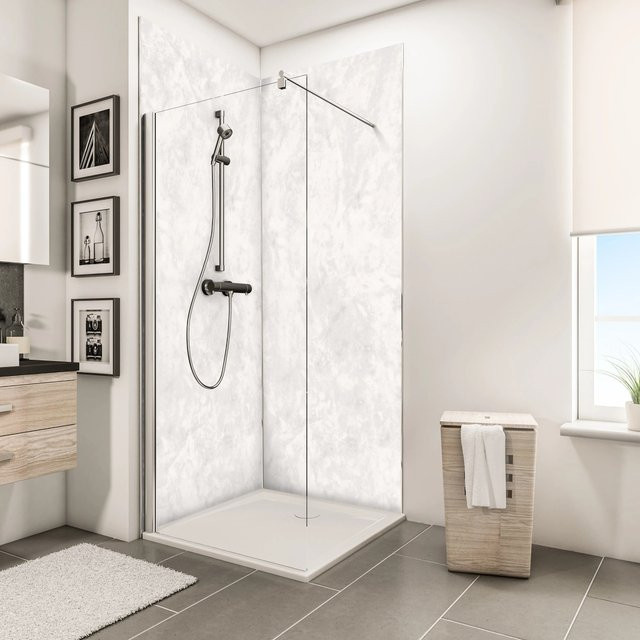 Schulte DecoDesign Duschrückwand in Marmoroptik Hochglanz, Farbe Weiß/Beige, B/H: 100 x 210 cm - Bild 1