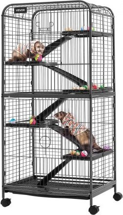 VEVOR Kleintiergehege 6-stöckiger Käfig für Frettchen, Chinchillas und Kaninchen mit Rollen, Farbe: Schwarz/Silber, B/T/H: 63,5 x 43,5 x 133,0 cm - Bild 1