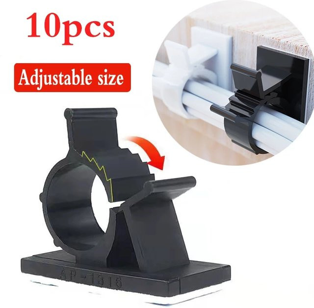 Selbstklebende Kabel Organizer Clips in Schwarz für PC, TV und Auto zur Kabelmanagement-Organisation - Bild 1