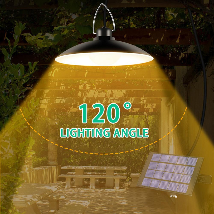 TOMTOP JMS Solarbetriebene Pendelleuchte aus Metall mit verstellbarem Panel und Dämmerungssensor, IP65 wasserdicht, LED, weiß - Bild 2