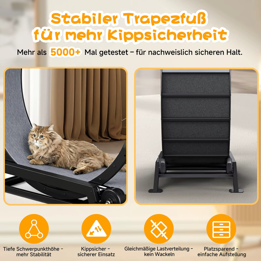 GTPLAYER Katzenlaufrad in Schwarz mit abnehmbarem Teppich und Teaser für Wohnungskatzen - Bild 6
