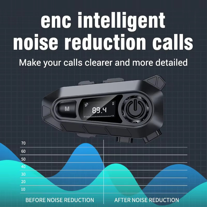 Kebidumei Bluetooth 5.3 Motorradhelm-Intercom-Headset Wasserdichtes Drahtloses Freisprechsystem in Schwarz - Bild 6