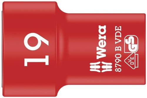 Wera Außen-Sechskant Steckschlüsseleinsatz 19 mm mit 3/8 Zoll Antrieb in Rot und Gelb - Bild 1