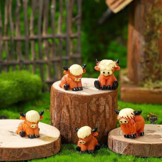 Happy Living Mini-Hochlandrinder-Figuren aus Harz, 30 Stück, bunte Bauernhoftier-Miniaturen für Garten, Büro und Schreibtisch-Dekoration - Bild 4