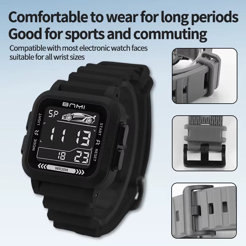 CHENXI Digitaluhr, Silikonarmband, Schwarz, Herren, wasserresistent - Bild 2