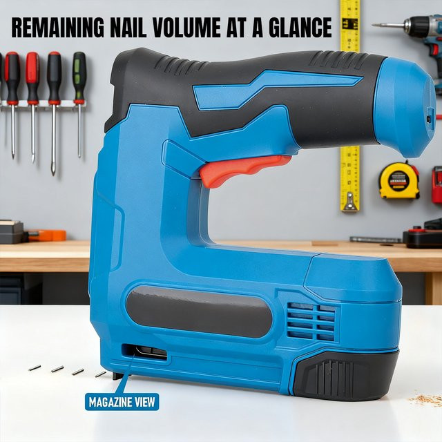 Betuyoo 2-in-1 Elektrische Heftpistole und Nagelpistole, Kabellos, Blau, USB-aufladbar mit 2000 Heftklammern - Bild 1