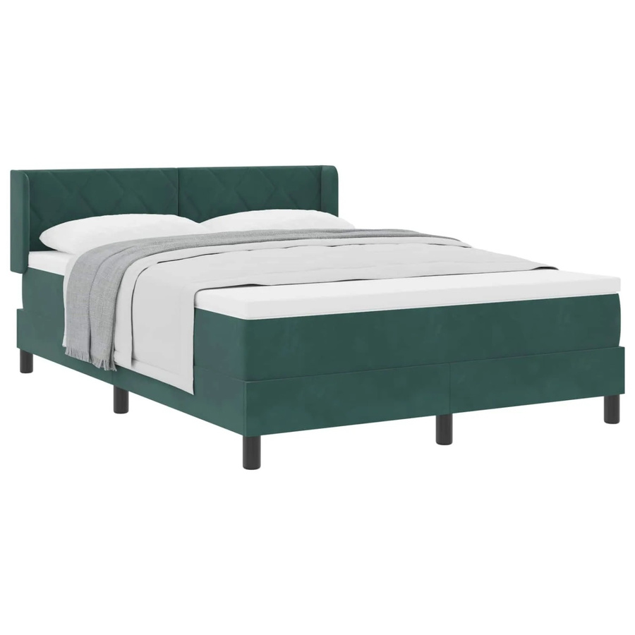 vidaXL Boxspringbett mit Matratze in Dunkelgrün, Hybrid-Konstruktion aus Samt und Holz, B/T/H: 140 x 200 x 280 cm - Bild 2