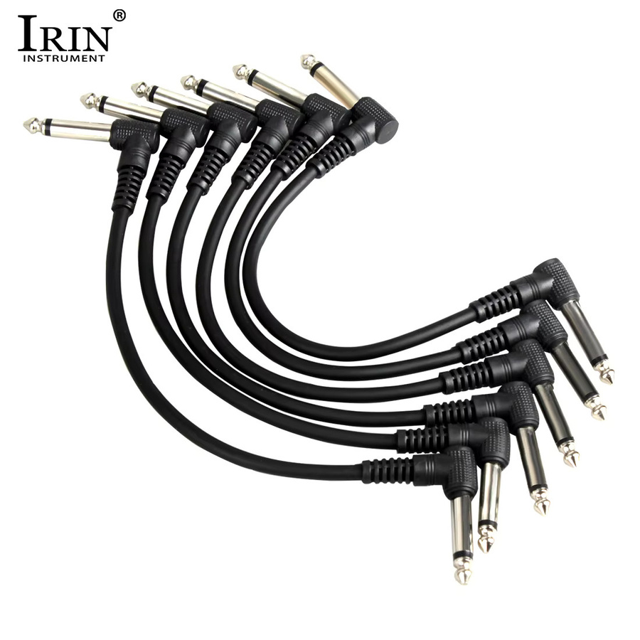 6er Set IRIN Gitarren Effektpedal Kabel, 6,35 mm auf 3,5 mm Jack Audio-Verbindungsleitung, Kupferdraht, Schwarz, Länge: 21 cm - Bild 3