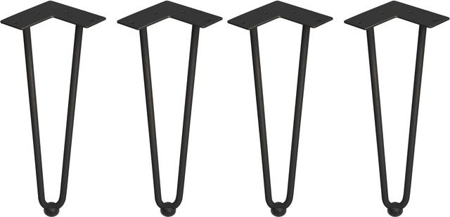 Emuca Hairpin Tischbeine Set aus 4 Stück, Stahl, Schwarz lackiert, Höhe: 40 cm - Bild 1