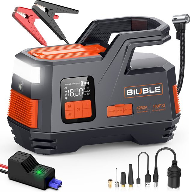 BIUBLE PEAK Starthilfegerät mit integriertem Luftkompressor für Autos und Autobatterien - Bild 1