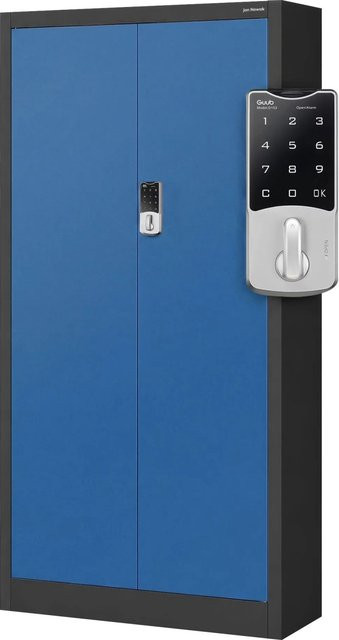JAN NOWAK Büro-Aktenschrank DANIEL aus Metall mit elektronischem Zahlenschloss und verstellbaren Regalböden, Anthrazitblau/Grau, H x B x T: 185 x 90 x 40 cm - Bild 1
