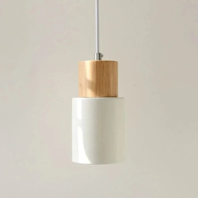 JOYINLED Moderner Nordic Pendelleuchten-Anhänger aus Keramik und Holz in Weiß für Schlafzimmer und Esszimmer - Bild 1